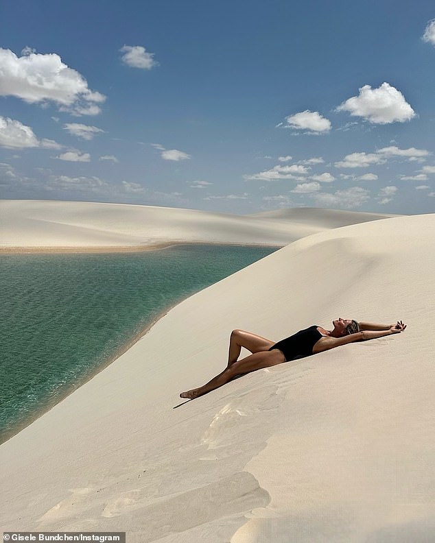 Gisele took a helicopter from nearby São Luís–Marechal Cunha Machado International Airport to the 380,000-acre national park, which is located in the state of Maranhão in northeastern Brazil.