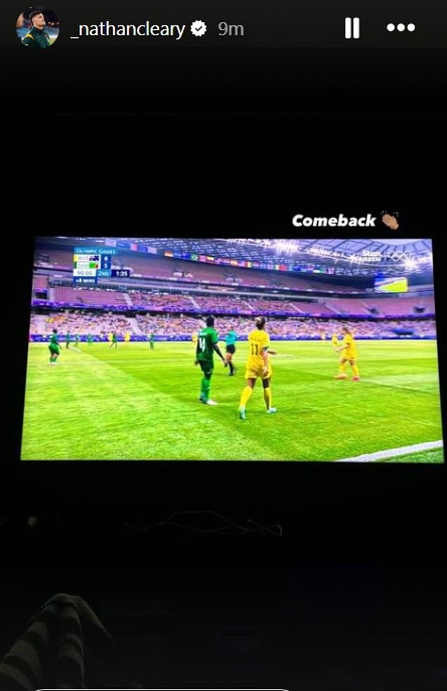 Cleary woke up early to watch the Matildas' Olympics match against Zambia.