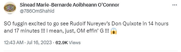 Ms O'Connor also tweeted her excitement at seeing a projection of Rudolf Nureyev performing