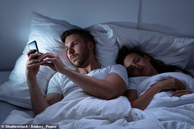 According to Dave, looking at your phone just before bed makes it harder to relax (file image)