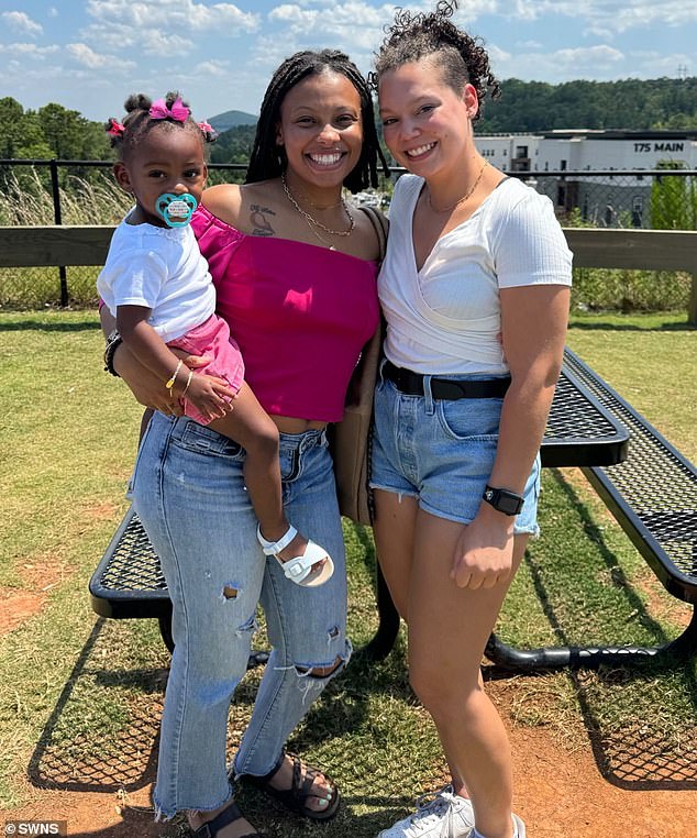 Sydney Parkhust (seen with a member of her biological family) was put up for adoption as a child after her mother, Inga Coleman, was unable to raise her.