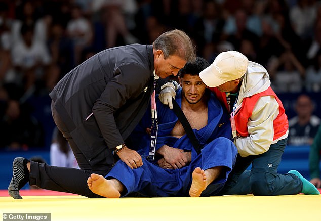 Emomali suffered a suspected dislocated shoulder when he tried to stop his fall.