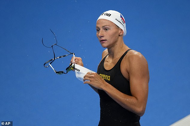 Czech swimmer Barbora Seemanova (pictured) finished second in the event, but the names of two of her rivals had some viewers scratching their heads when they appeared on television.