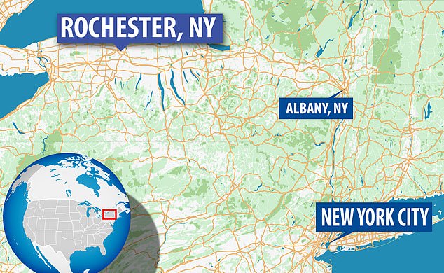 Rochester is located about 350 miles northwest of New York City.