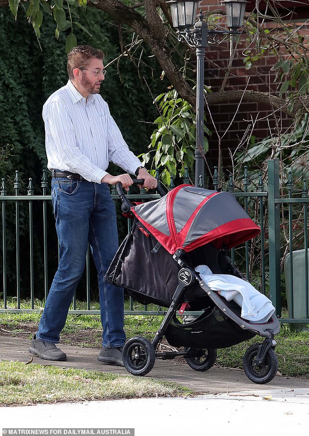 Father Stephen Scholem was seen pushing his granddaughter, Firerose's niece, in a stroller near his home in Sydney's north this week.