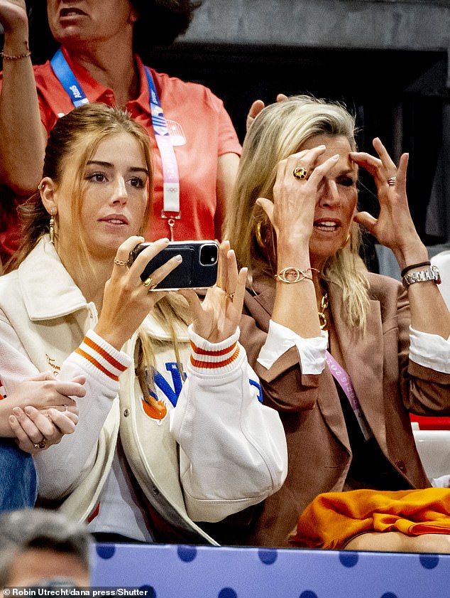 Queen Máxima also appeared to be watching the game intently as she held her head in her hands.