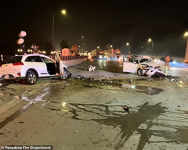 Moments before the horrific accident, Pullos crashed into a parked car while driving erratically in Pasadena, California.