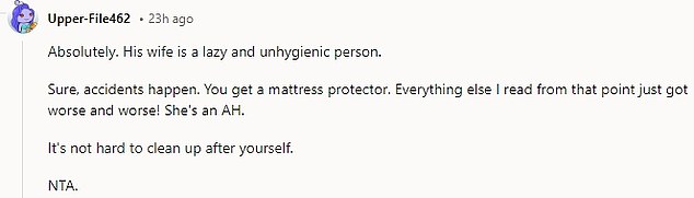 People on the web flooded the comments section to defend the husband while offering various solutions to help his wife manage her period.