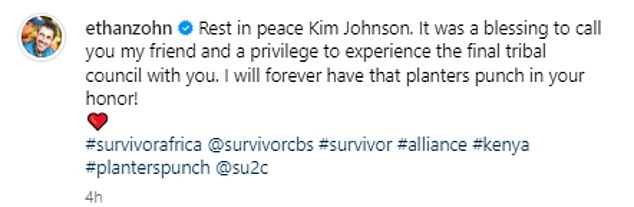 Zohn, 50, posted an emotional tribute to Johnson, writing: 