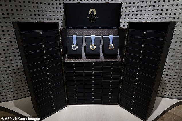 The medals are kept in custom-made Louis Vuitton trays and trunks.