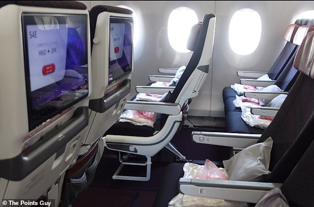 Ben said: 'There was a large, crisp inflight entertainment screen with modern and practical technological features such as USB charging from the screen and Bluetooth connectivity to plug in your own wireless headphones.'