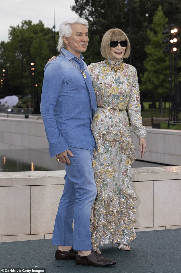 The 61-year-old Elvis manager was pictured with Vogue editor-in-chief Anna Wintour as the pair attended the Prelude to the Olympics event at the Louis Vuitton Foundation in Paris.