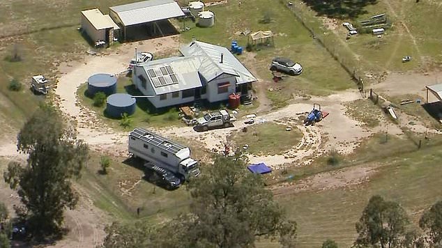 Aerial view of the Wieambilla farm where the ambush took place. Photo: 9 News.