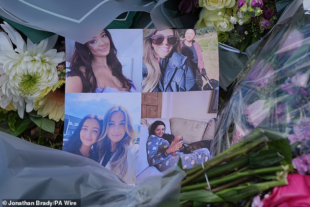 Photographs of the victims were included among the floral tributes left at the scene of the murders.