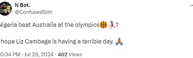 Social media users were quick to criticise Cambage after Nigeria pulled off a shock win against the Opals.