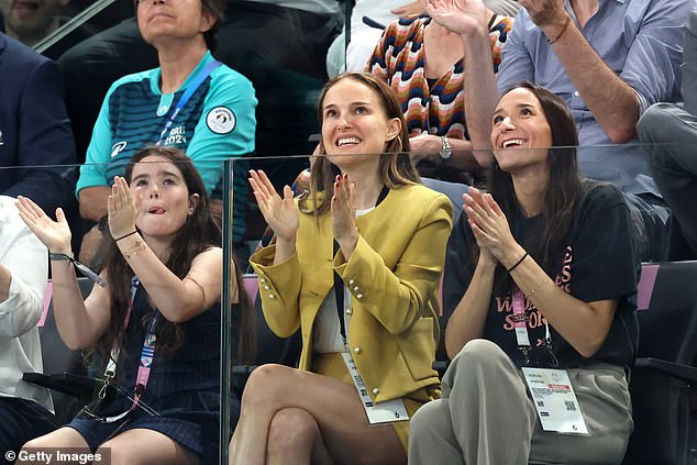 Natalie Portman was all smiles as she watched the event from the stands.