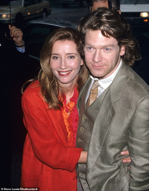 The meme is a clear criticism of Kenneth's treatment of his mother after he had an affair with Helena Bonham-Carter, 58, while he was married to the Love Actually star from 1989 to 1995 (Emma and Kenneth pictured in 1994).