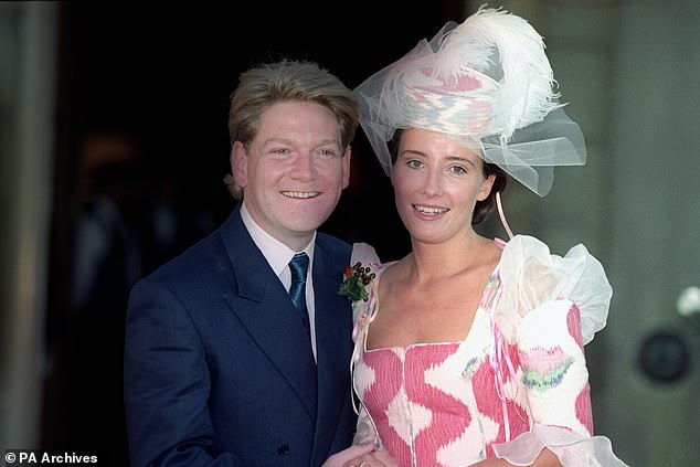 They met in 1987 while filming BBC period drama Fortunes of War and the Belfast director and Oscar-winning actress married after two years of dating (pictured at the wedding).