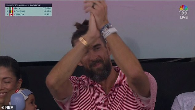 Swimming legend Michael Phelps cheers on Team USA during the Paris Games