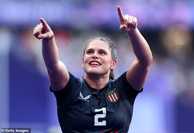 Maher celebrates after the United States claimed the bronze medal on Tuesday night in Paris