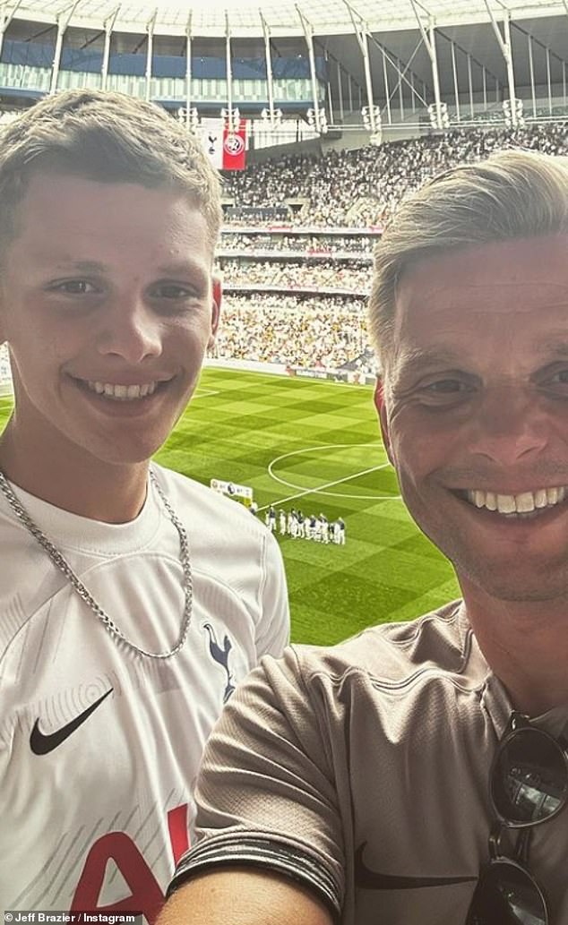 Competing against the actor in the epic 12,500km race will be television host and broadcaster Jeff Brazier and his 20-year-old son, Freddy (Jeff pictured right, Freddy pictured left).