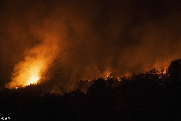 The fire (pictured Monday) has reached 383,619 acres as of Tuesday morning, making it the fifth-largest ever seen in the state. The largest fire was the August Complex in August 2020, which reached more than 1 million acres.