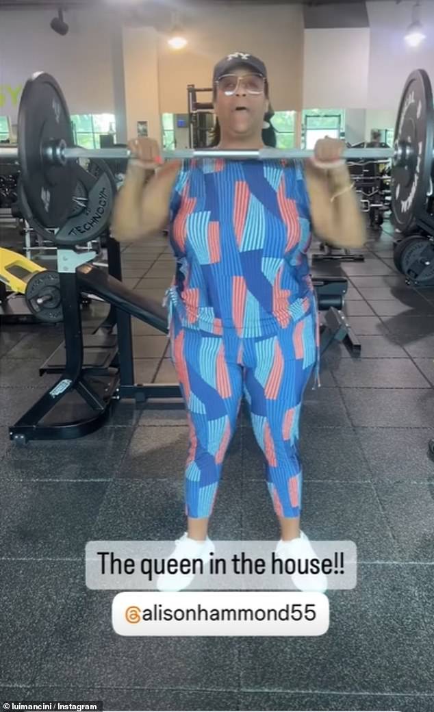 The 49-year-old TV personality flaunted her new physique by posting a clip of herself lifting and lowering a dumbbell while being encouraged by her personal trainer.