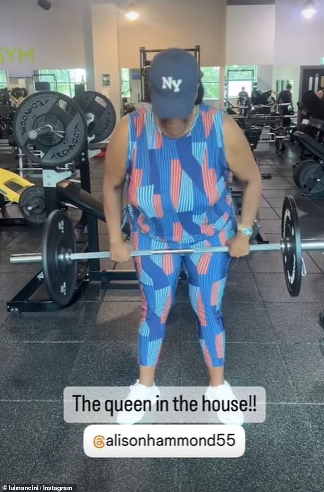 Reposting her trainer's video on her Stories, she sported a stylish blue and orange tracksuit that featured a quirky striped design.