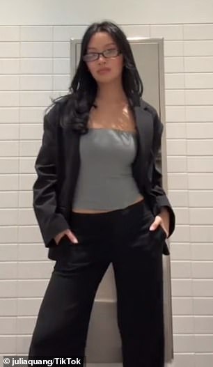 In the viral TikTok, which she first shared in March, Julia showed off all the outfits she wore to work during the week and received more than 567,000 likes for her modern workplace style.