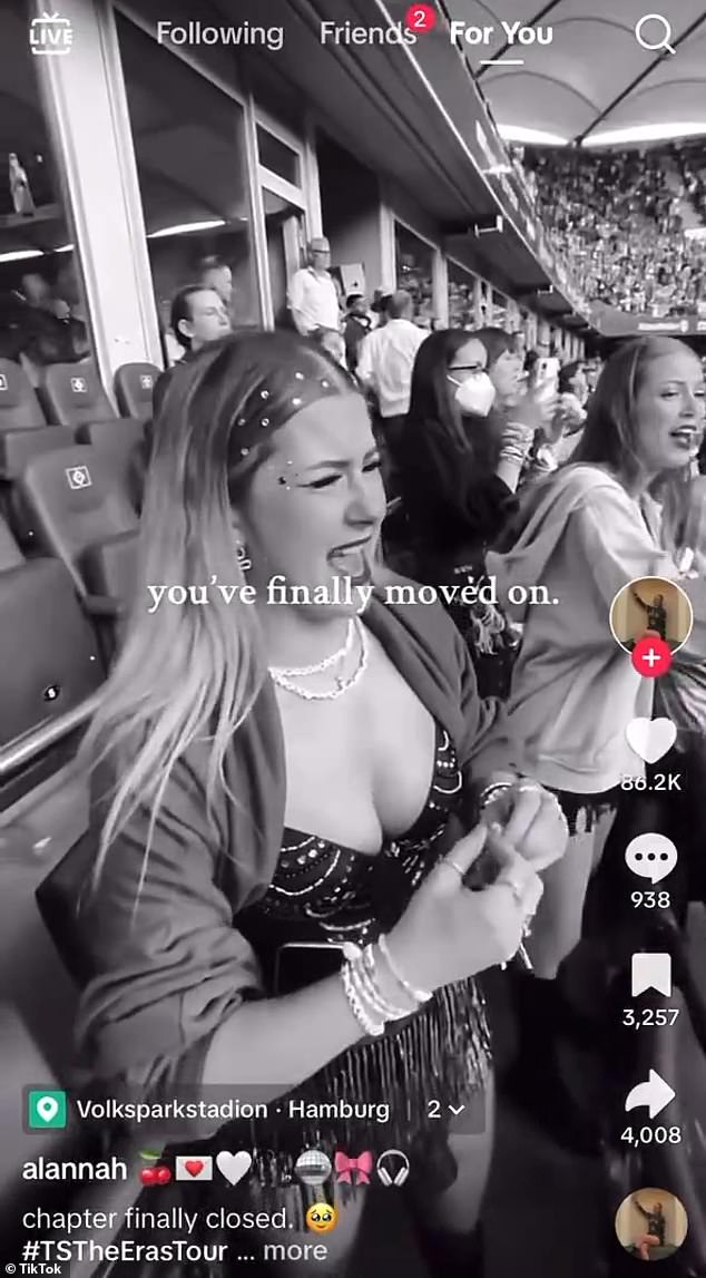 Over the weekend, a TikTok user named 'Alannah' uploaded a clip of herself tearfully singing Swift's breakup ballad My Tears Ricochet.