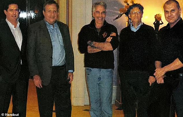 Bill Gates is pictured at Epstein's Manhattan mansion in 2011. From left: Jes Staley, then a senior executive at JPMorgan; former Treasury Secretary Lawrence Summers; Epstein; Gates and Boris Nikolic, who was a science adviser to the Bill and Melinda Gates Foundation.