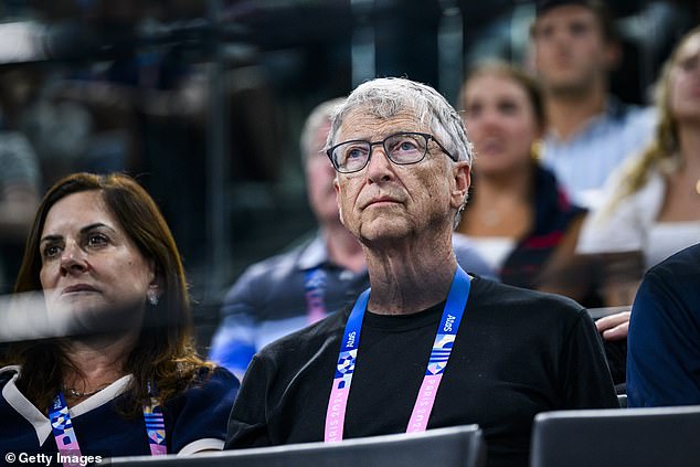 On Tuesday, Gates and his philanthropist girlfriend Paula Hurd (pictured), the ex-wife of former Oracle CEO Mark Hurd, watched as Americans celebrated his gold medal.