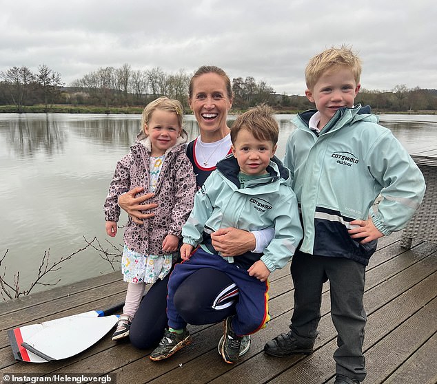 Helen has children, Logan, born in 2018, and twins Kit and Willow, born in 2020 (pictured together).