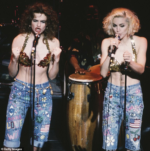 The pop star and comedian became close friends in the 1980s when they were both performing on stage in New York City; photographed at the Brooklyn Academy of Music in 1989.