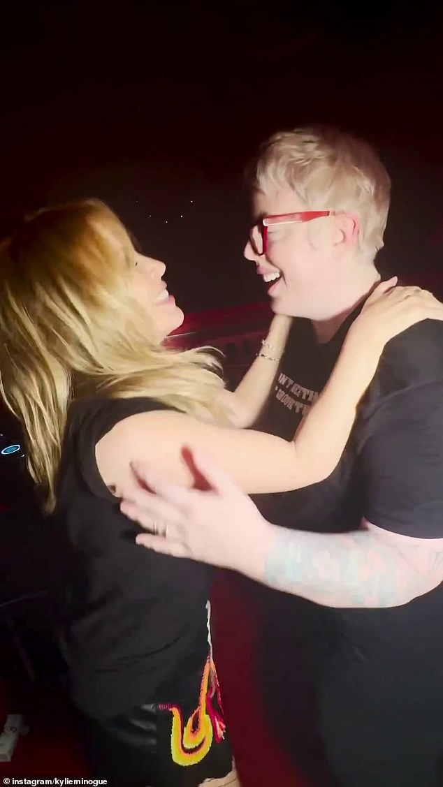 The 56-year-old Australian singer shared a series of videos of herself partying with DJ The Blessed Madonna as her new dance anthem Edge of Saturday Night blared from speakers.