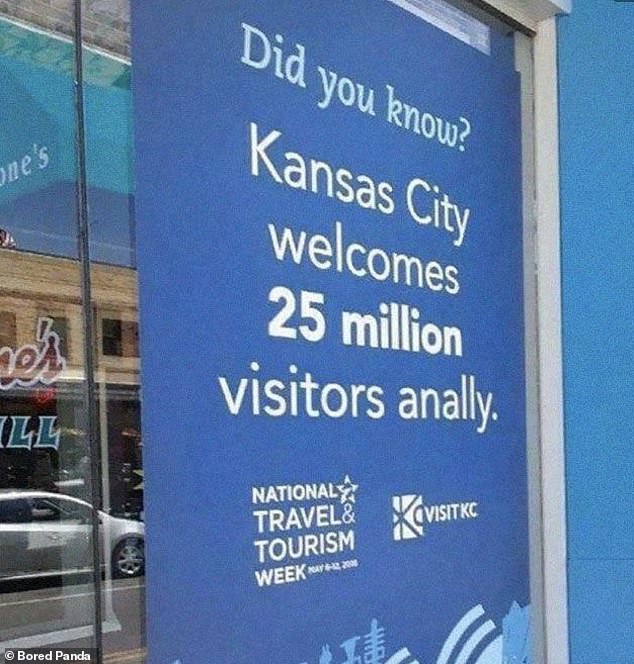 Oops! Meanwhile, the Kansas City Tourism Week poster had a small, but very awkward, spelling mistake.