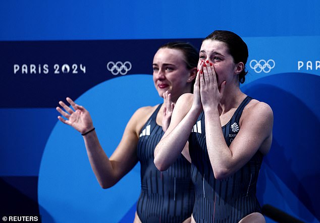 Spendolini-Sirieix (right) and Toulson (left) burst into tears when their bronze medals were confirmed.