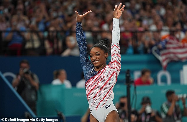 The gymnastics legend led the United States to a gold medal in the team final in Paris on Tuesday.