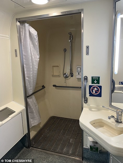 Car B has a dedicated bathroom for RailBed passengers (above)