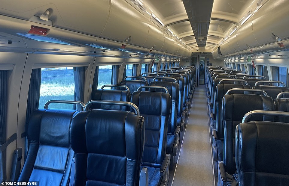 Above is one of the Spirit of Queensland's economy carriages, where the seating is much less spacious. Each economy carriage offers 51 berths.