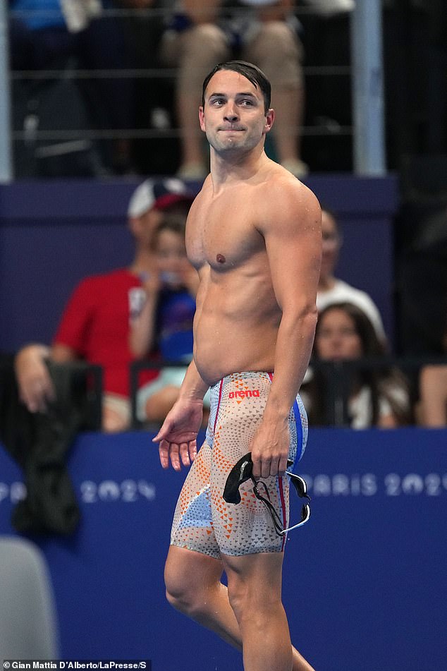 Dutch swimmer Arno Kamminga (pictured) also went viral, surprising social media with his country's strange mesh swimsuit.