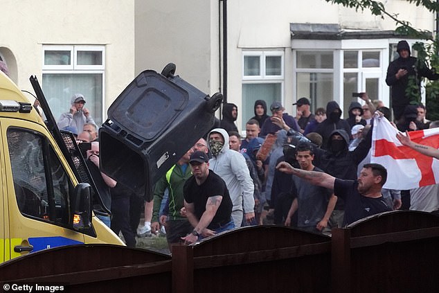 England flags were on display when riots broke out in Southport last night