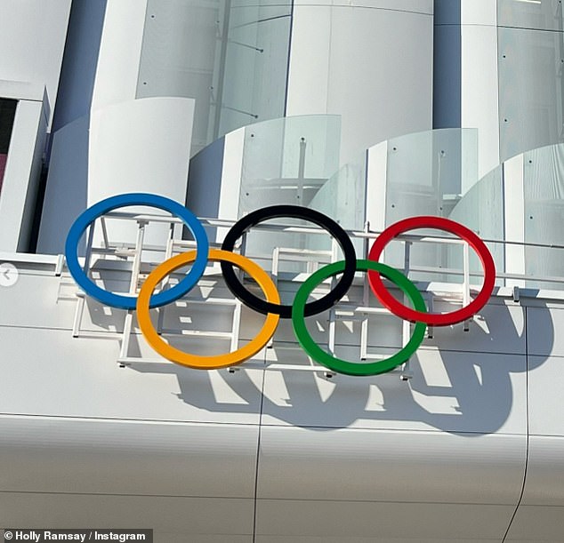 She also shared a snap of the Olympic rings as she continues to support her boyfriend.