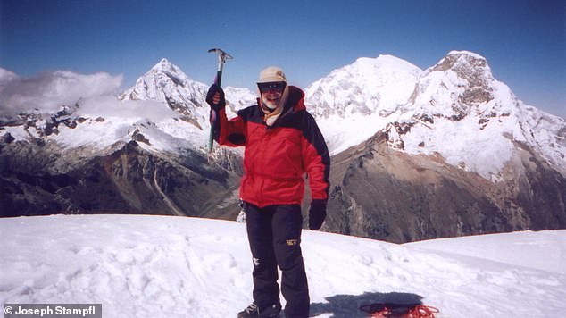 William Stampfl (pictured) was reported missing in June 2002, aged 59, when an avalanche buried his climbing party.