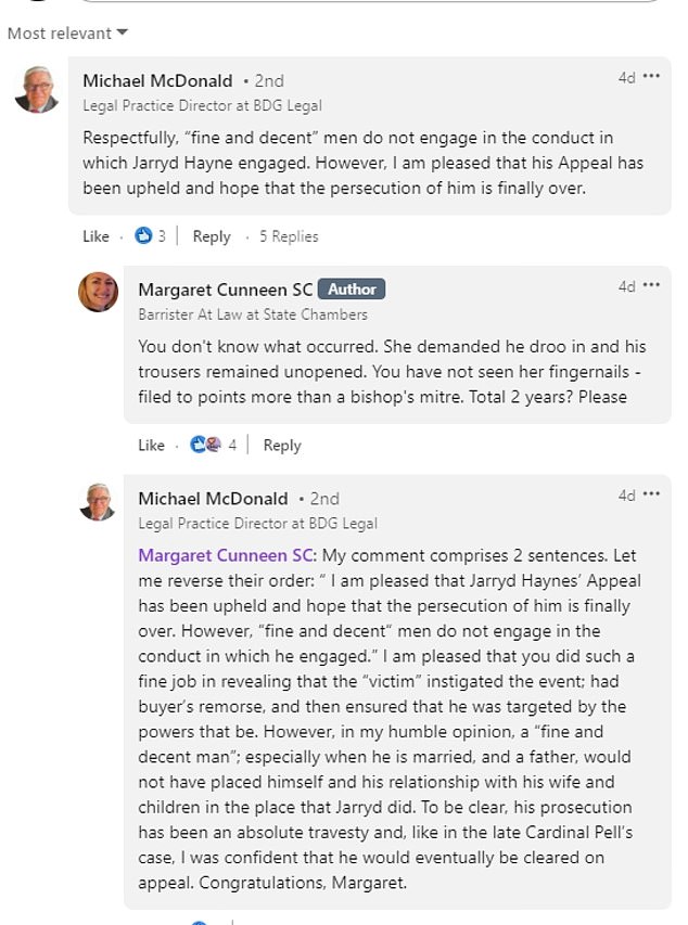 The LinkedIn dispute between Ms. Cunneen and Mr. McDonald is up