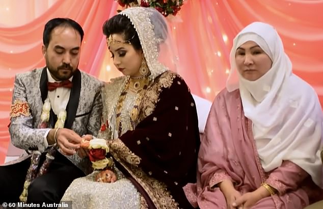 Ruqia (centre) was forced to marry Mohammad Ali Halimi (left), a 25-year-old Afghan refugee and Uber driver, by her mother Sakina Muhammad Khan (right), who paid her a dowry.