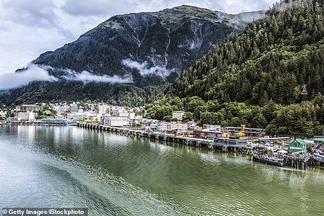 Panoramic view of downtown Juneau, which faces the Gastineau Channel