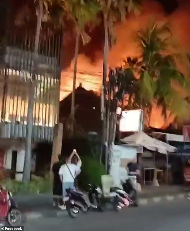 Bailey, a man from Western Australia who was staying at one of the villas, told Perth radio station 6PR that he and his friends had lost almost everything. The fire is pictured