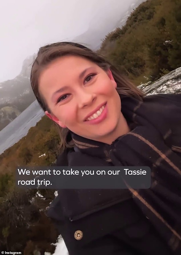 The wildlife warrior took to Instagram to share a heartwarming family video from her road trip near Cradle Mountain with husband Chandler Powell and daughter Grace.