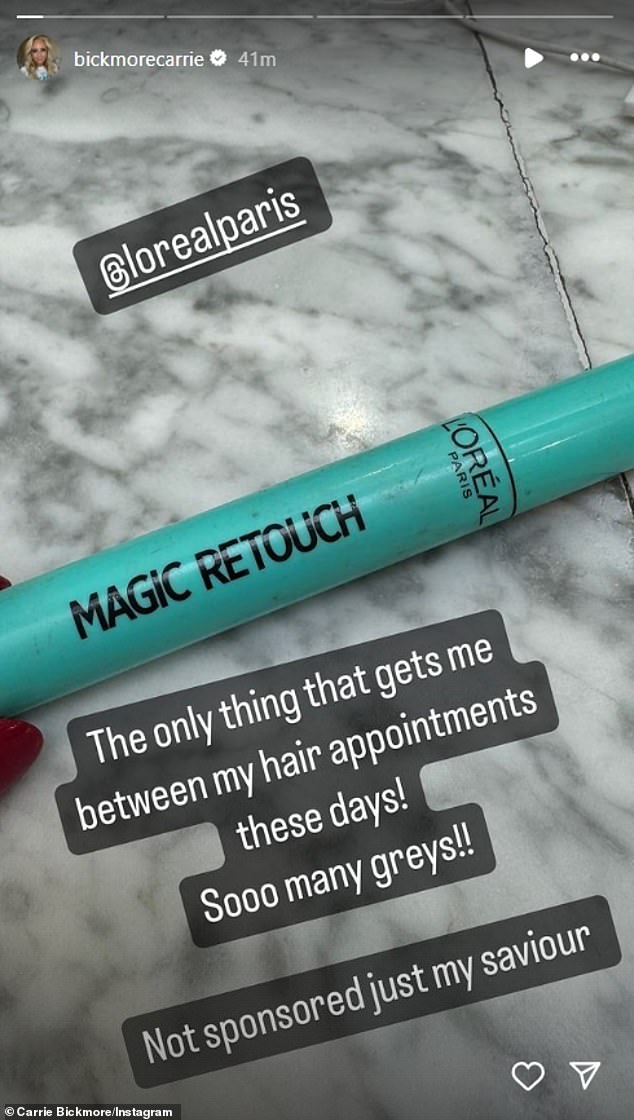 She then revealed that her favorite product for hiding gray hair is L'Oréal Paris Magic Retouch.